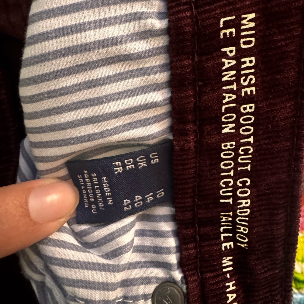 Lands' End Burgundy Mid Rise Bootcut Corduroy Pants